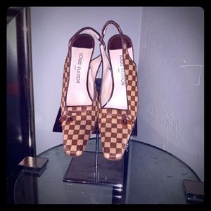 Louis Vuitton Brown Checkered Pony Hair Heels